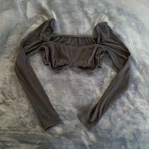 Black long sleeve crop top Small